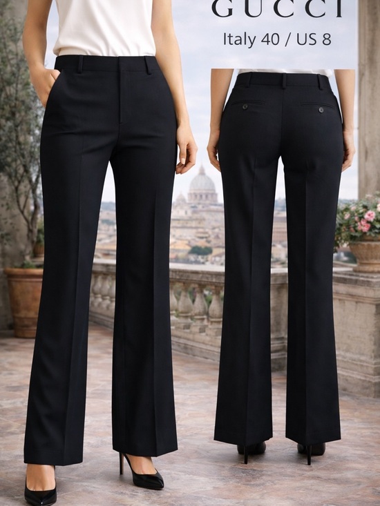 Gucci Pants - Gucci Black Wool Silk Trouser Pants Flare Italy women’s size IT 40 US 8 Tailored